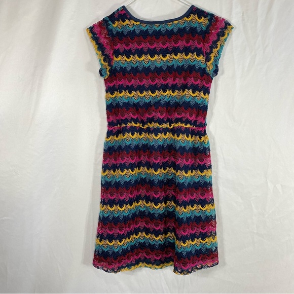 Wonder Nation Girl’s Multi-Colored Scalloped Lace Striped Dress - Picture 4 of 5